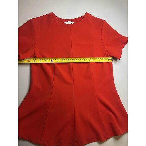 H&M Women's Red Stretch Peplum Top Size Medium Short Sleeve - Picture 5 of 5
